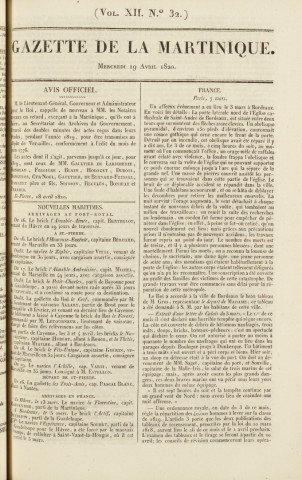 Gazette de la Martinique (1820, n° 32)