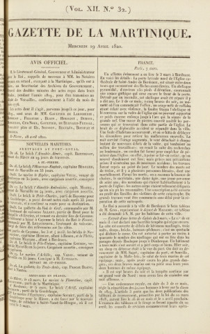 Gazette de la Martinique (1820, n° 32)