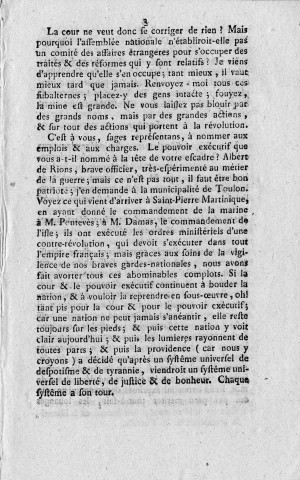 Situation politique et économique : lettre signée : "les jeunes citoyens de Saint-Pierre" à M. Pontevès-Gien, commandant la marine royale à la Martinique