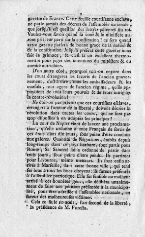 Situation politique et économique : lettre signée : "les jeunes citoyens de Saint-Pierre" à M. Pontevès-Gien, commandant la marine royale à la Martinique