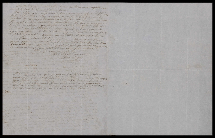 Correspondance familiale : lettre de Elodie Dujon (Saint-Pierre, Martinique) envoyée à sa cousine, Mme Bourblanc (près de Rennes)