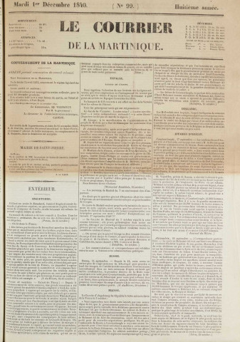 Le Courrier de la Martinique (1840, n° 99)