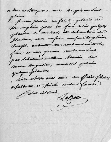 Lettre autographe du contre amiral Jean Raymond Lacrosse au contrôleur de Sainte-Lucie sur la situation de la Martinique en 1793