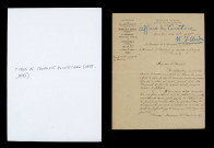 Correspondance de l'abbé Saint Aude et de son prédécesseur relative aux réparations de l'église : devis estimatif, factures, plans du beffroi et du dallage (1875-1910), aux titres de propriétés du cimetière (1898-1899), à la chapelle de Notre-Dame des Victoires (1894)