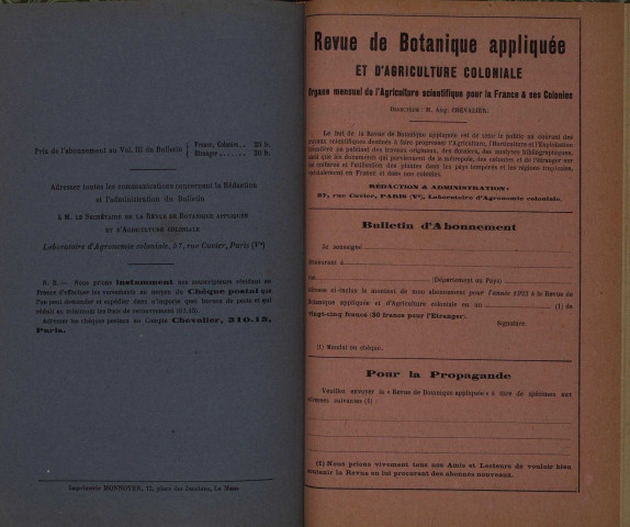Revue de botanique appliquée et d'agriculture coloniale (n° 26)