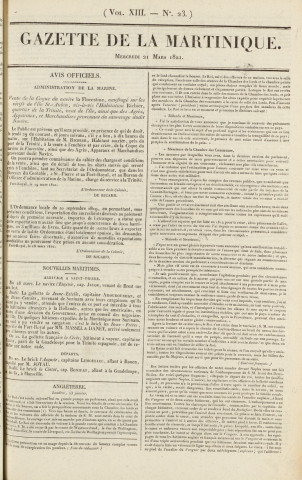 Gazette de la Martinique (1821, n° 23)