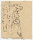 Femme coiffée d'un chapeau, terrine en main