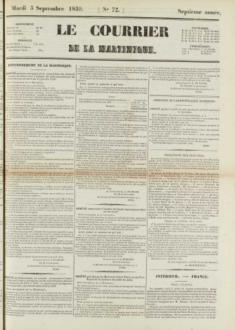 Le Courrier de la Martinique (1839, n° 72)