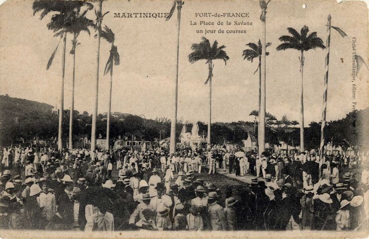 Martinique. Fort-de-France. La place de la Savane un jour de courses