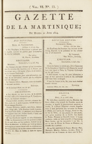 Gazette de la Martinique (1814, n° 53)