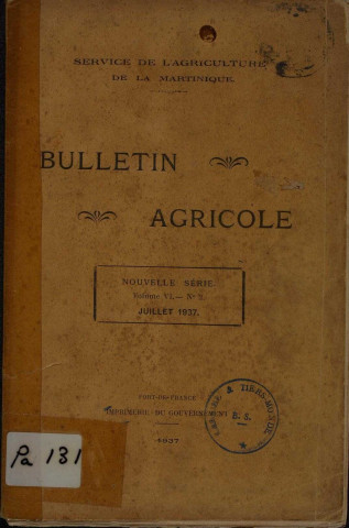 Bulletin agricole de la Martinique (juillet 1937)