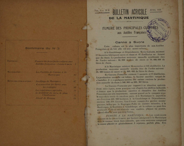 Bulletin agricole de la Martinique (avril 1931)