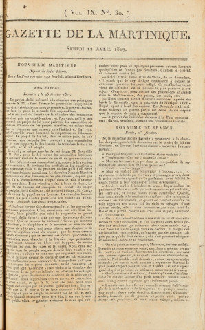 Gazette de la Martinique (1817, n° 30)