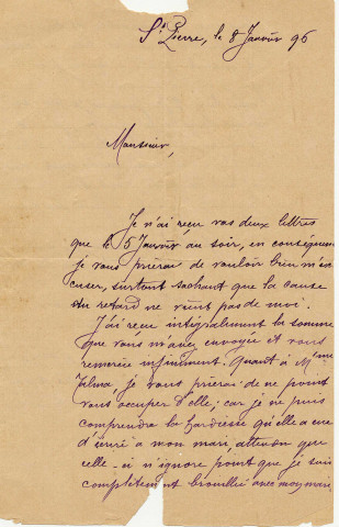 Lettre signée "Dame Victor" à monsieur (?) à propos du règlement d'une dette