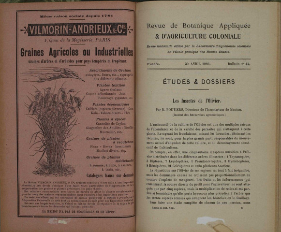 Revue de botanique appliquée et d'agriculture coloniale (n° 44)