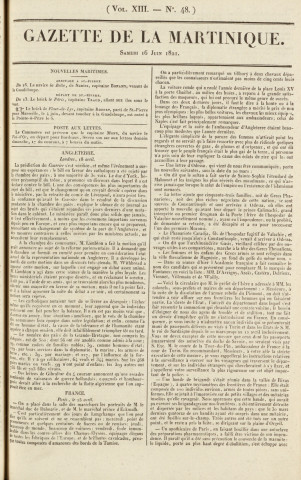 Gazette de la Martinique (1821, n° 48)