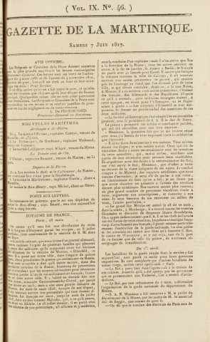 Gazette de la Martinique (1817, n° 46)