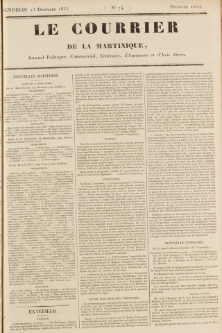 Le Courrier de la Martinique (1833, n° 74)