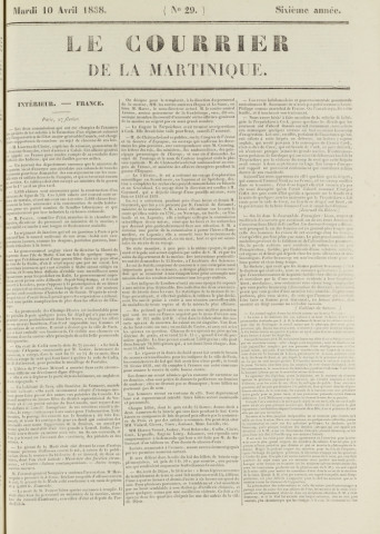 Le Courrier de la Martinique (1838, n° 29)