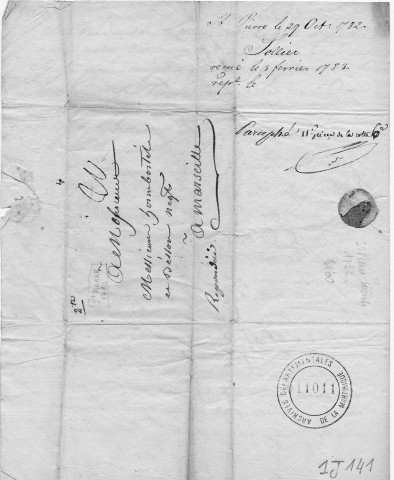 Achat de café et de coton : lettre manuscrite de M. Sollier de Saint-Pierre adressée à messieurs Homobostes (?) et Besson à Marseille