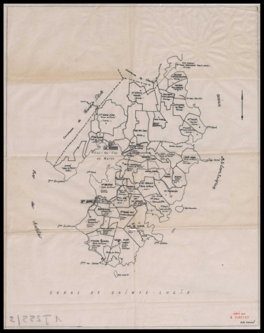 Brouillons ayant servi à l'élaboration de la carte des exploitations et industries agricoles de Martinique dont une carte d'Antoine Sobesky