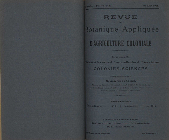Revue de botanique appliquée et d'agriculture coloniale (n° 48)