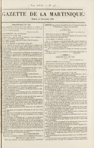 Gazette de la Martinique (1830, n° 93)