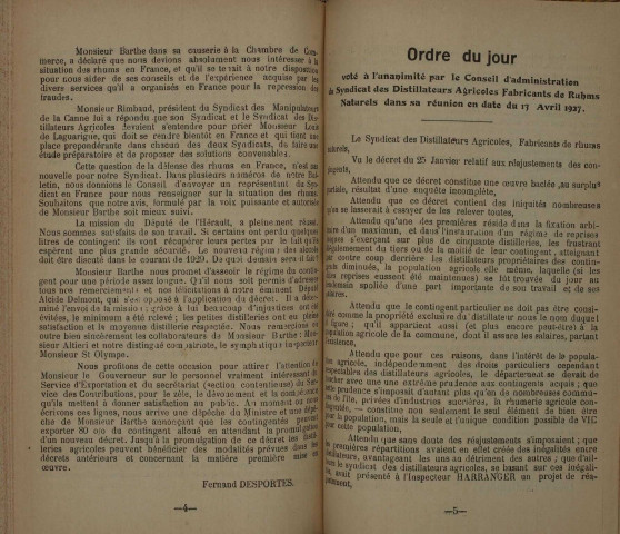 Bulletin du Syndicat des distillateurs agricoles (n° 04/1927)
