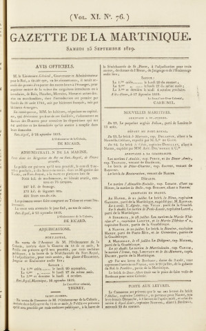 Gazette de la Martinique (1819, n° 76)