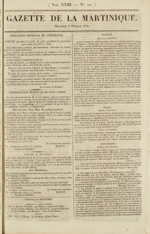 Gazette de la Martinique (1830, n° 10)