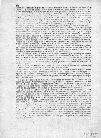 Guerre d'indépendance américaine. Opération de diversion dans les Antilles, opérations menées pour s'emparer de la Dominique