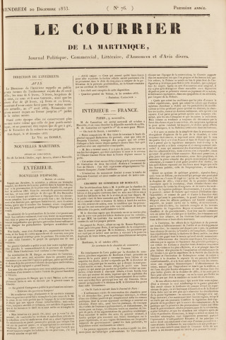 Le Courrier de la Martinique (1833, n° 76)