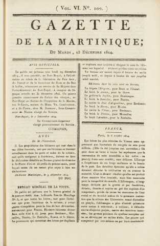 Gazette de la Martinique (1814, n° 102)