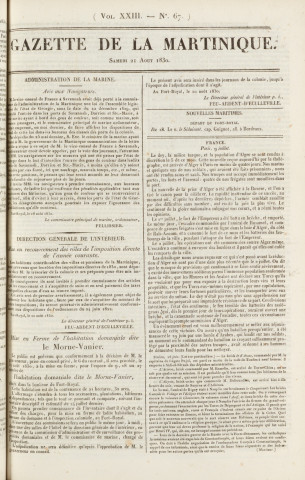 Gazette de la Martinique (1830, n° 67)