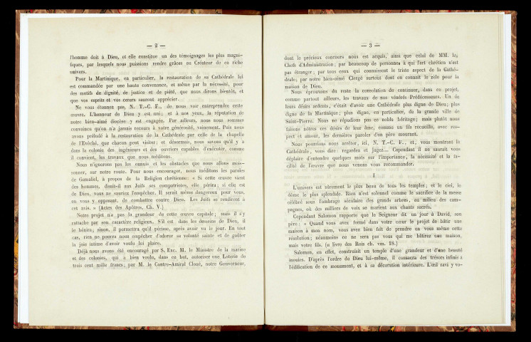 Lettre pastorale de Monseigneur l'Evèque de la Martinique sur l'oeuvre de la restauration de la Cathédrale