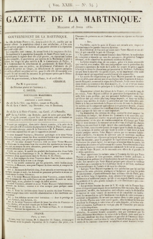 Gazette de la Martinique (1830, n° 34)