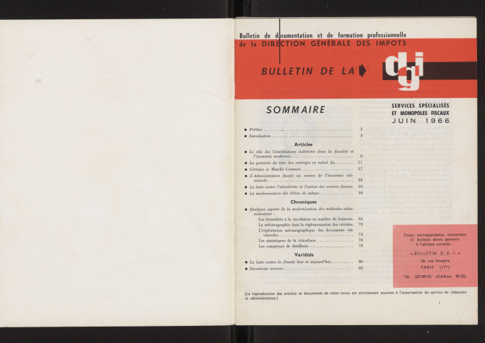 Bulletin de documentation et de formation professionnelle de la direction générale des impôts. Numéro spécial consacré aux contributions indirectes
