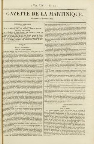 Gazette de la Martinique (1822, n° 13)