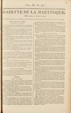 Gazette de la Martinique (1819, n° 28)
