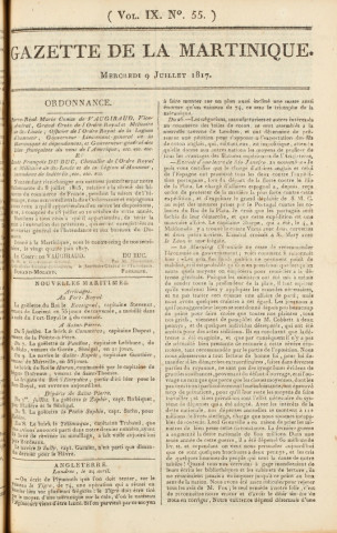 Gazette de la Martinique (1817, n° 55)