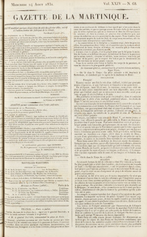 Gazette de la Martinique (1831, n° 68)