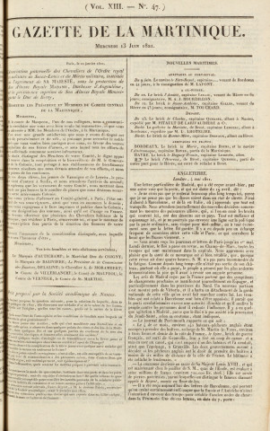 Gazette de la Martinique (1821, n° 47)