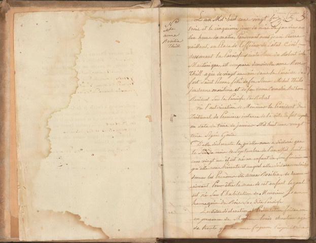 Population blanche et libre : naissances, mariages, décès