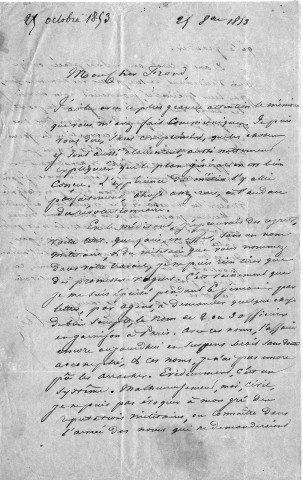 Organisation des forces révolutionnaires : lettre autographe signée Ledru Rollin Auguste au citoyen Frond