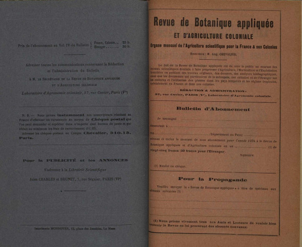 Revue de botanique appliquée et d'agriculture coloniale (n° 40)