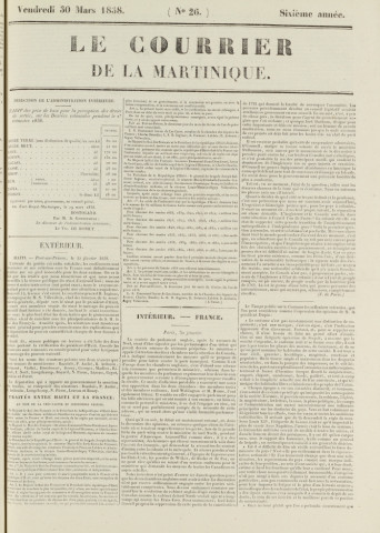 Le Courrier de la Martinique (1838, n° 26)