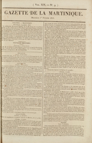 Gazette de la Martinique (1826, n° 9)
