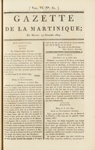 Gazette de la Martinique (1814, n° 61)