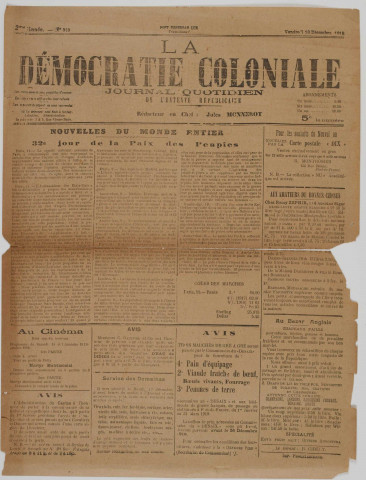 La Démocratie coloniale (n° 313)