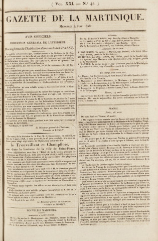 Gazette de la Martinique (1828, n° 45)